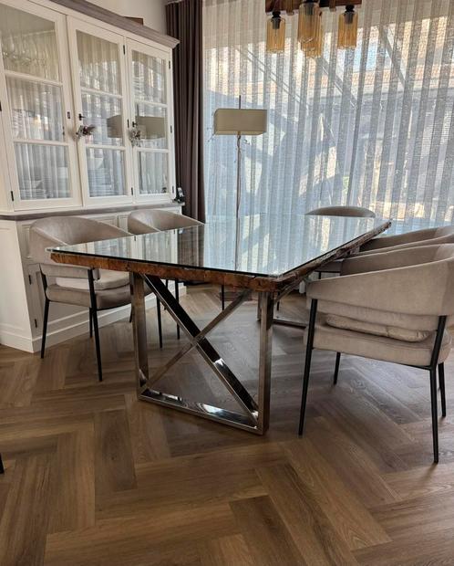 Rustieke eettafel voor 6 personen, Huis en Inrichting, Tafels | Eettafels, Zo goed als nieuw, 50 tot 100 cm, 200 cm of meer, Vijf personen of meer