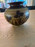 Vintage Aardewerk Vaas met Bloemmotief, Gebruikt, Overige kleuren, Aardewerk of Porselein, Ophalen of Verzenden