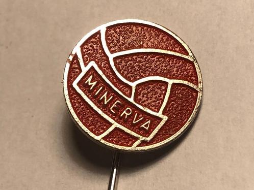 Metalen MINERVA VOETBALCLUB Speld (Rood/Metaalkleur)., Verzamelen, Speldjes, Pins en Buttons, Zo goed als nieuw, Speldje of Pin