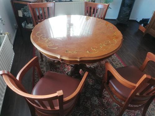 tafel + 4 stoelen, Huis en Inrichting, Tafels | Eettafels, Gebruikt, 50 tot 100 cm, 50 tot 100 cm, Vier personen, Rond, Ophalen