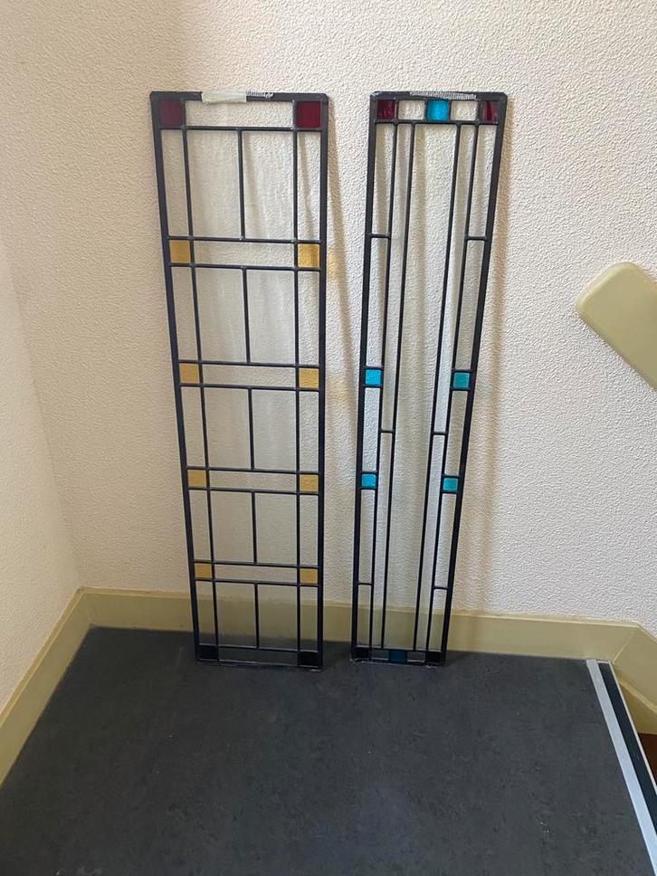 TWEE PUNTGAVE GLAS-IN-LOOD RAMEN., Doe-het-zelf en Verbouw, Glas en Ramen, Zo goed als nieuw, Gevelraam of Ruit, 80 tot 120 cm