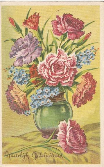 BLOEM BLOEMEN UIT JAREN 50 ZEER MOOI OUDE KAART KH587 beschikbaar voor biedingen
