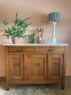 Vintage houten commode eik met wit marmeren blad, Huis en Inrichting, Ophalen, Zo goed als nieuw