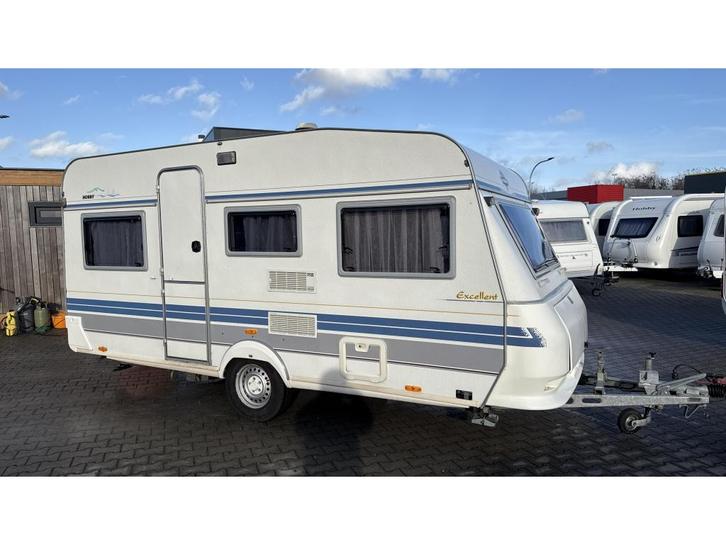 Hobby Excellent 440 bouwjaar 1996 met voortent, Caravans en Kamperen, Caravans, Bedrijf, tot en met 4, 750 - 1000 kg, Standaardzit