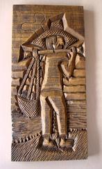 houtsnijwerkpaneel met visser, Williams, Antiek en Kunst, Ophalen of Verzenden