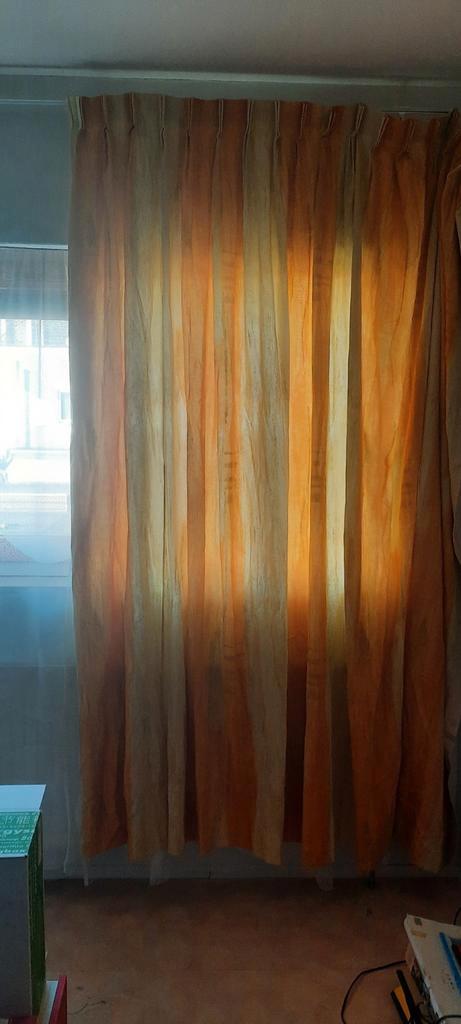Mooie frisse overgordijnen geel/oranje, Huis en Inrichting, Stoffering | Gordijnen en Lamellen, Zo goed als nieuw, 200 cm of meer