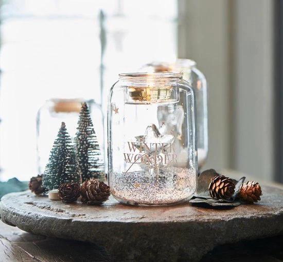 Riviera Maison Winter Wonderland waxinelichthouders 3 stuks, Huis en Inrichting, Woonaccessoires | Kandelaars en Kaarsen, Zo goed als nieuw