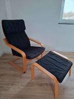 Ikea Poang Stoel met Voetenbank - Zwart, Ophalen, Gebruikt, Stof, 75 tot 100 cm
