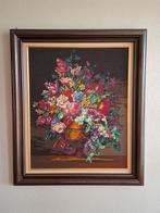 Vintage geborduurd bloemen schilderij 100x86 cm, Ophalen