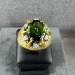 Gouden Ring | 14k | 8,93g | groene forsteriet |18,25| 381971, 18 tot 19, Gebruikt, Ophalen of Verzenden, Dame