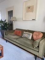 Eigentijdse modern groene velours bank, Huis en Inrichting, Ophalen, Gebruikt, Driepersoons, 75 tot 100 cm