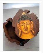 Houten kist draaibaar deksel met Boeddha, 23 cm, 8 cm hg., Antiek en Kunst, Curiosa en Brocante, Ophalen of Verzenden