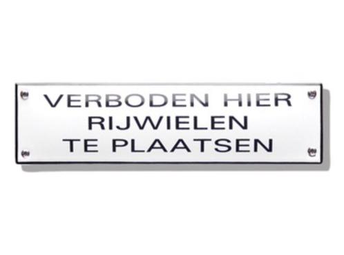Geen rijwielen plaatsen 35 cm - emaille tekstbord, Huis en Inrichting, Woonaccessoires | Tekstborden en Spreuken, Nieuw, Ophalen