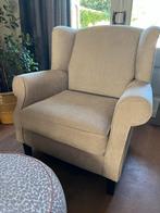 Grote fauteuil , oorfauteuil , beige velour urban sofa, Klassiek, 75 tot 100 cm, Ophalen of Verzenden, Zo goed als nieuw