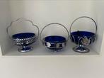 Vintage suikerpot met blauw glazen schaaltje 3 verschillende, Antiek en Kunst, Ophalen of Verzenden