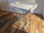 Butlertray wit - hout - side table, Huis en Inrichting, Tafels | Sidetables, Ophalen, Zo goed als nieuw, 25 tot 50 cm, Rechthoekig