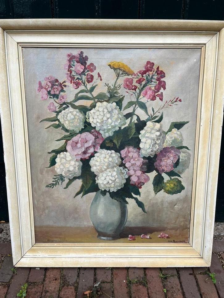 Gesigneerd Bloemenschilderij, Antiek en Kunst, Kunst | Schilderijen | Klassiek, Ophalen of Verzenden