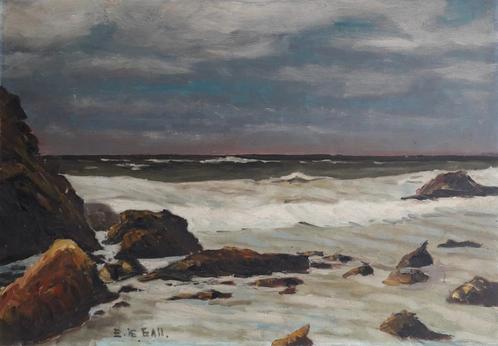 ZEEGEZICHT MET GOLVEN>OUD 1950>FRANKRIJK BRETAGNE>E. LE GALL, Antiek en Kunst, Kunst | Schilderijen | Klassiek, Ophalen of Verzenden