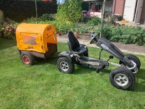 Berg Skelter, met vrijloop en achteruit + huif aanhanger, Kinderen en Baby's, Speelgoed | Buiten | Skelters, Gebruikt, Berg, Duozit