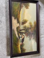 Klassiek Landschap Schilderij met Huis Ingelijst - Sfeervol, Ophalen of Verzenden