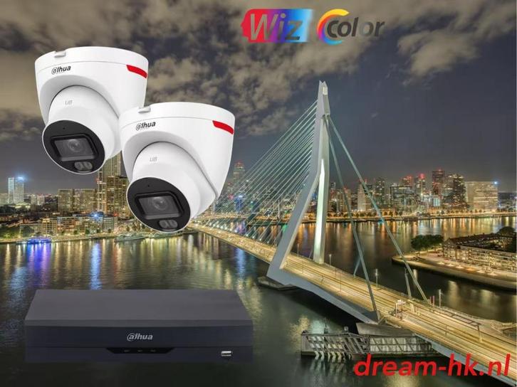 8MP Dahua WizColor WizSense camera set/NVR + 2x camera's, Audio, Tv en Foto, Videobewaking, Nieuw, Buitencamera, Ophalen of Verzenden