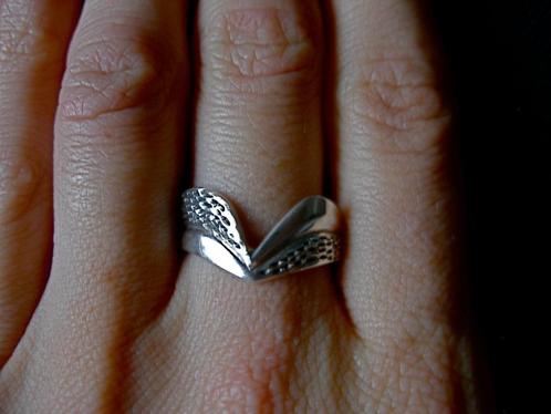 Zilveren 925 zilver ring fantasie V vorm maat 16.25 of 18, Sieraden, Tassen en Uiterlijk, Ringen, Nieuw, Dame of Heer, Zilver
