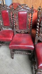 4 Rijk Bewerkte Franse Jachtstoelen met Leder, Ophalen of Verzenden