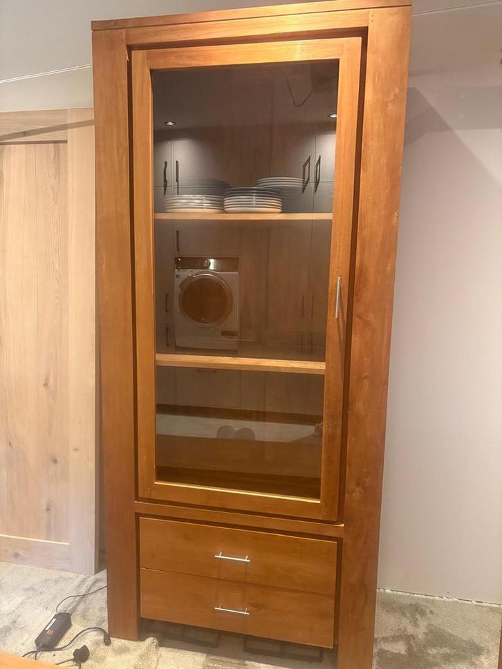 Teak houten buffet- en tv-kast met eethoek- en salontafel, Huis en Inrichting, Kasten | Vitrinekasten, Zo goed als nieuw, Minder dan 100 cm