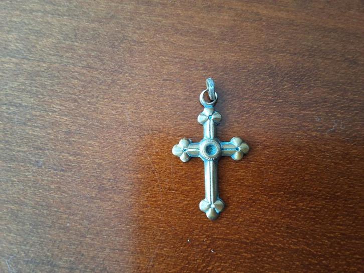 Antieke Vermeil Goudkl. Kruis Jeannette Normandie, Antiek en Kunst, Antiek | Religie, Ophalen of Verzenden