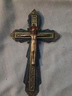 Art Deco  bronzen met messing Crucifix, Antiek en Kunst, Antiek | Religie, Ophalen of Verzenden