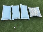 4 blauwe kussens gekocht bij intratuin, Ophalen of Verzenden, Gebruikt, Blauw, Rechthoekig
