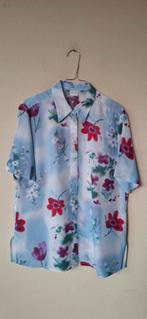 Vintage blouse, maat 44/XXL - blauw & wit - bloemen - 90's, Érusz, Wit, Maat 42/44 (L), Ophalen of Verzenden