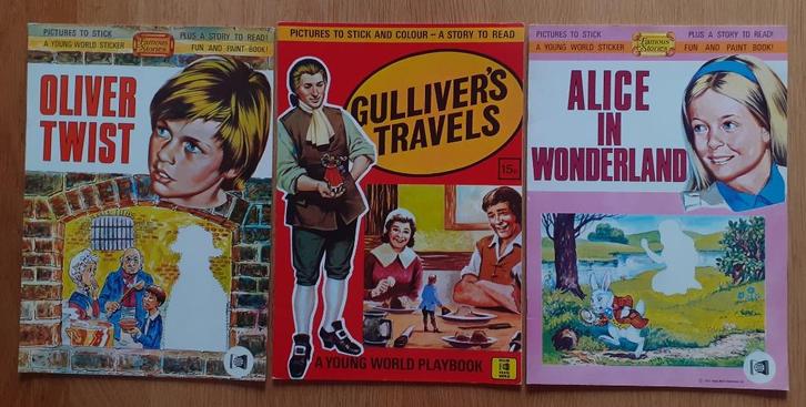 stickerboeken jaren 70 oliver twist alice in wonderland, Verzamelen, Film en Tv, Zo goed als nieuw, Overige typen, Ophalen of Verzenden