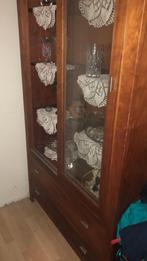 Vitrinekast kersenhout planken & lades schuifdeur, Antiek en Kunst, Antiek | Meubels | Kasten, Ophalen