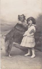 Knap meisje lang haar. Schotse Collie. Fraaie oude AK. 1910, Verzenden, Voor 1920, Gelopen, Kinderen