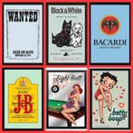 Spiegel Elvis Bacardi Betty J&B Cinzano Wanted Walker Coca C, Verzamelen, Nieuw, Ophalen of Verzenden, Gebruiksvoorwerp