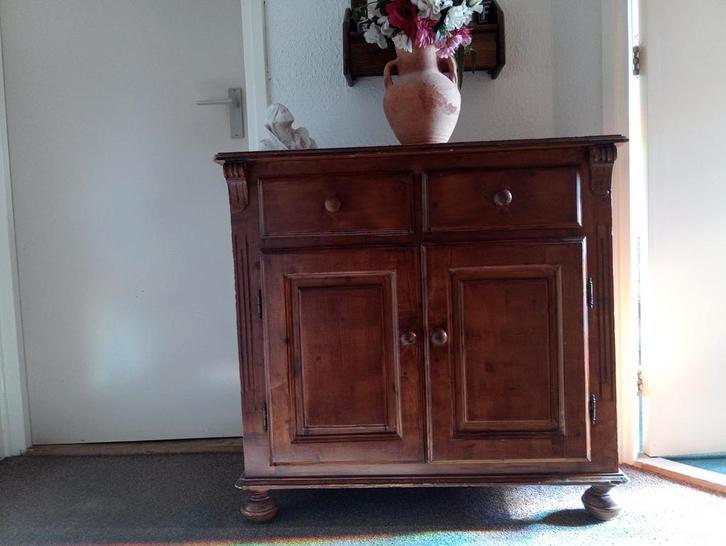 Antiek houten kastje plus spiegel, Huis en Inrichting, Kasten | Dressoirs, Gebruikt, 50 tot 100 cm, 25 tot 50 cm, Met lade(s)