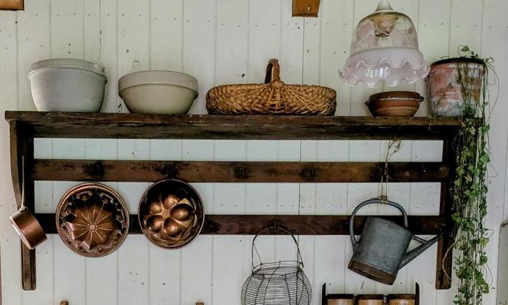 groot oud houten keukenrek, regaal, Antiek en Kunst, Curiosa en Brocante, Ophalen