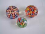 3 gave Millefiori glas bol of pressepapier paperweight, Ophalen of Verzenden, Zo goed als nieuw