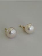 Parel Oorbellen Witte Akoya Parels, 9mm, 14K Goud, Ophalen of Verzenden, Nieuw, Goud, Goud