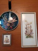 Klein lijstje bol glas bloemen vintage droogbloemen boeketje, Ophalen of Verzenden, Zo goed als nieuw