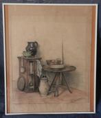 Krijttekening Interieurhoekje Elly (?) Dusseldorp 1890-1920