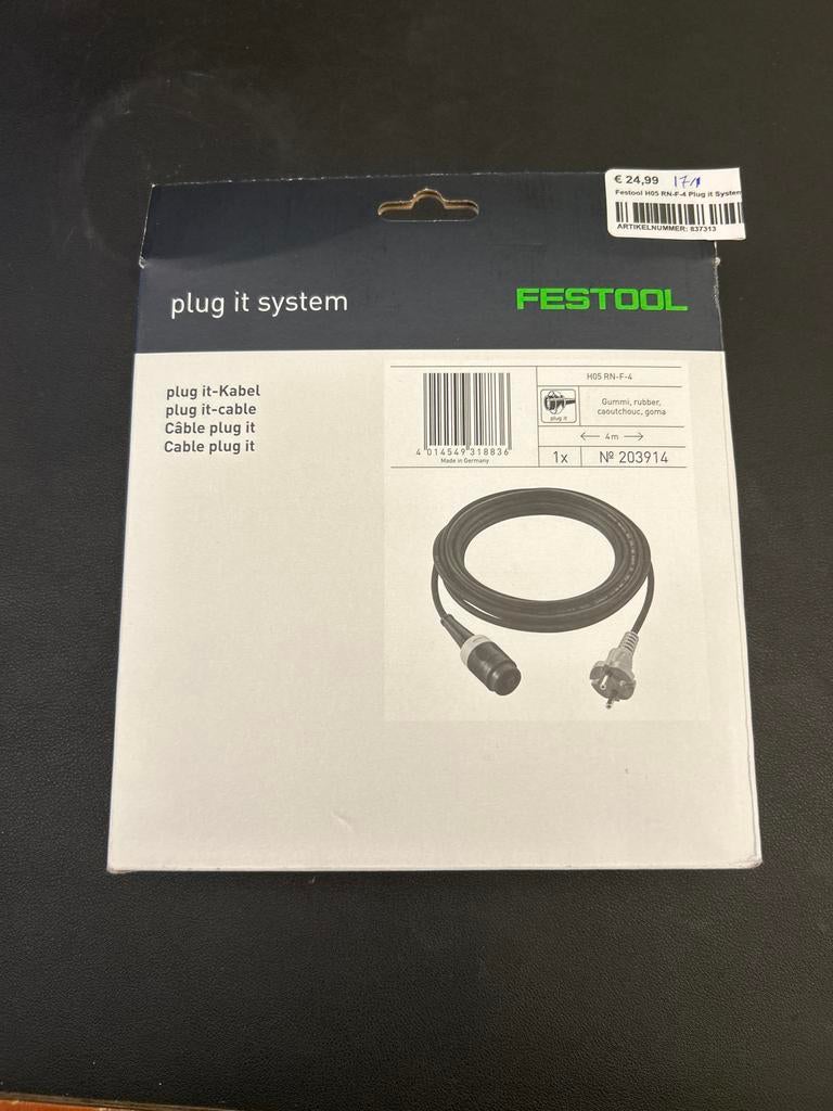 Festool Plug it-Kabel RN-F-4 - Nieuwstaat, Doe-het-zelf en Verbouw, Elektra en Kabels, Zo goed als nieuw, Kabel of Snoer, Ophalen of Verzenden