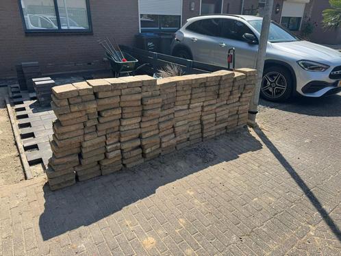 +/- 13 vierkante meter koppelstones 22x22 cm., Tuin en Terras, Terrasdelen en Vlonders, Gebruikt, Hout, Ophalen