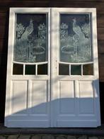 antieke Art Deco dubbele ensuite deuren met geëtst glas, Doe-het-zelf en Verbouw, Ophalen, Gebruikt, 120 cm of meer, Binnendeur