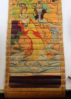 groot schilderij geschilderd op bamboe, Antiek en Kunst, Ophalen of Verzenden