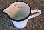 Vintage emaille maatbeker met blauwe bies, 1000 mL, Antiek en Kunst, Antiek | Emaille, Ophalen