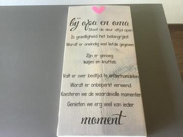 Mooi steiger houten wandbord( Bij Opa&Oma) beschikbaar voor biedingen