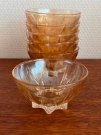 Vintage Jeanette Glass Marigold Carnival Set - 6 Kommen, Schaal, Rond, Ophalen of Verzenden, Glas