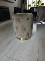 Taupe Poef met Gouden Rand, Ophalen, Minder dan 50 cm, Rond, Minder dan 50 cm